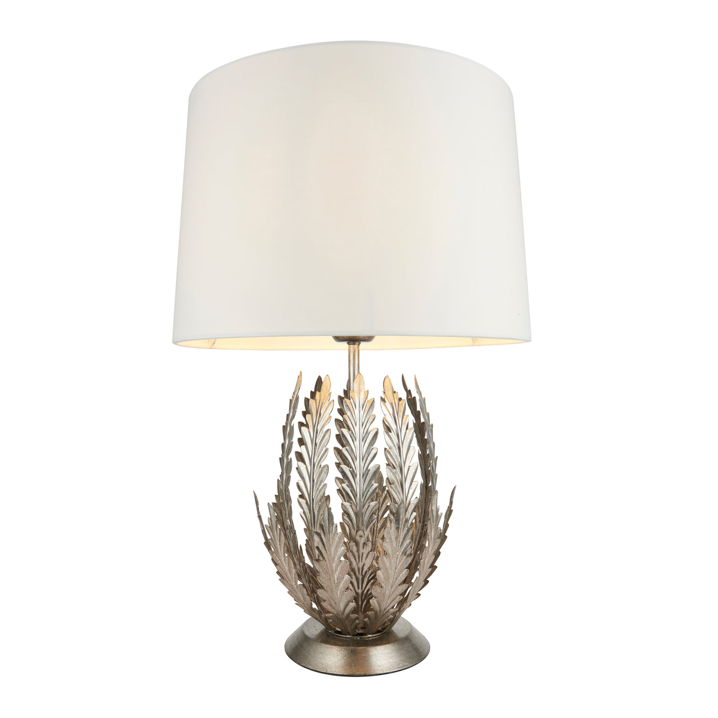 Lacona Delphi 1Lt Indoor Table Lamp In Silver Leaf & Ivory Cotton Fabric Finish - Lacona Home 