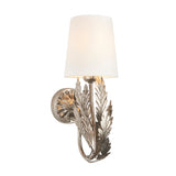 Lacona Delphi 1Lt Indoor Wall Light In Silver Leaf & Ivory Cotton Fabric Finish - Lacona Home 