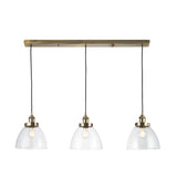 Lacona Hanley 3Lt Indoor Pendant Light In Antique Brass Plate & Clear Glass Finish - Lacona Home 