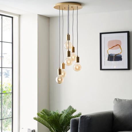 Lacona Atelier 6Lt Indoor Pendant Light In Soft Gold Paint Finish - Lacona Home 