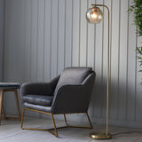 Lacona Divot 1Lt Indoor Floor Lamp In Satin Brass Plate & Champagne Lustre Glass Finish - Lacona Home 