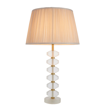 Lacona Arabella Flora 1Lt Indoor Table Lamp In Frosted Crystal & Oyster Silk Finish - Lacona Home 