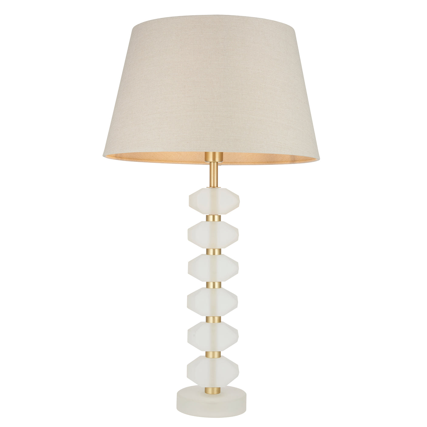 Lacona Arabella Pixie 1Lt Indoor Table Lamp In Frosted Crystal & Grey Linen Mix Fabric Finish - Lacona Home 