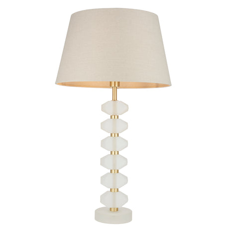 Lacona Arabella Pixie 1Lt Indoor Table Lamp In Frosted Crystal & Grey Linen Mix Fabric Finish - Lacona Home 