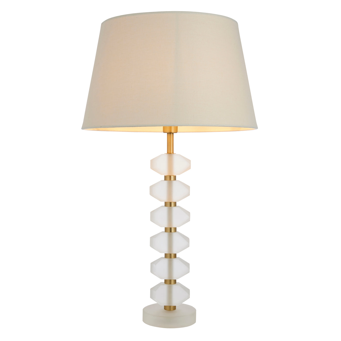 Lacona Arabella Pixie 1Lt Indoor Table Lamp In Frosted Crystal & Ivory Linen Mix Fabric Finish - Lacona Home 