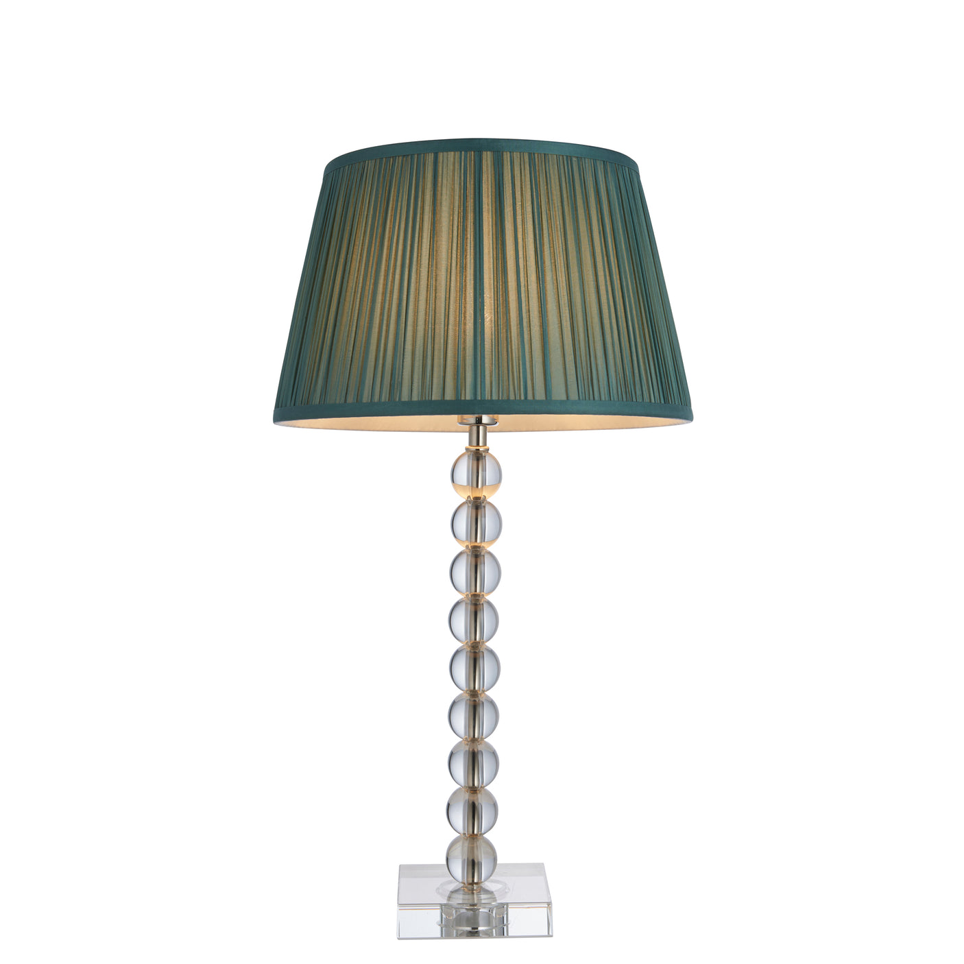 Lacona Antarctic Flora 1Lt Indoor Table Lamp In Clear Crystal Glass, Bright Nickel Plate & Fir Silk Finish - Lacona Home 