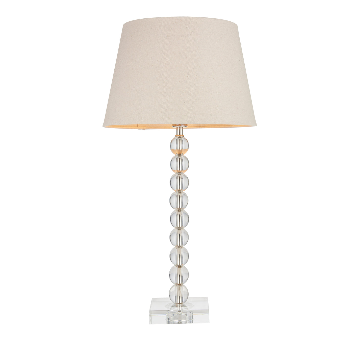 Lacona Antarctic Pixie 1Lt Indoor Table Lamp In Clear Crystal Glass, Bright Nickel Plate & Grey Fabric Finish - Lacona Home 