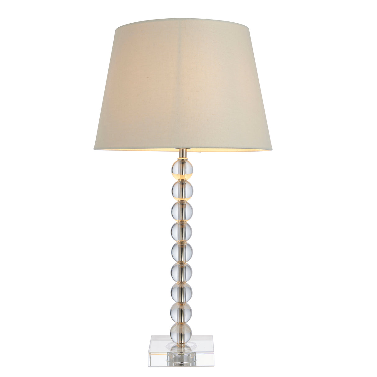 Lacona Antarctic Pixie 1Lt Indoor Table Lamp In Clear Crystal Glass, Bright Nickel Plate & Ivory Fabric Finish - Lacona Home 