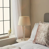 Lacona Antarctic Pixie 1Lt Indoor Table Lamp In Clear Crystal Glass, Bright Nickel Plate & Ivory Fabric Finish - Lacona Home 