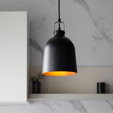 Lacona Lanesborough 1Lt Indoor Pendant Light In Matt Black & Aged Pewter Paint Finish - Lacona Home 