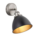 Lacona Teresa 1Lt Indoor Wall Light In Aged Pewter Plate & Matt Black Paint Finish - Lacona Home 