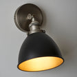 Lacona Teresa 1Lt Indoor Wall Light In Aged Pewter Plate & Matt Black Paint Finish - Lacona Home 