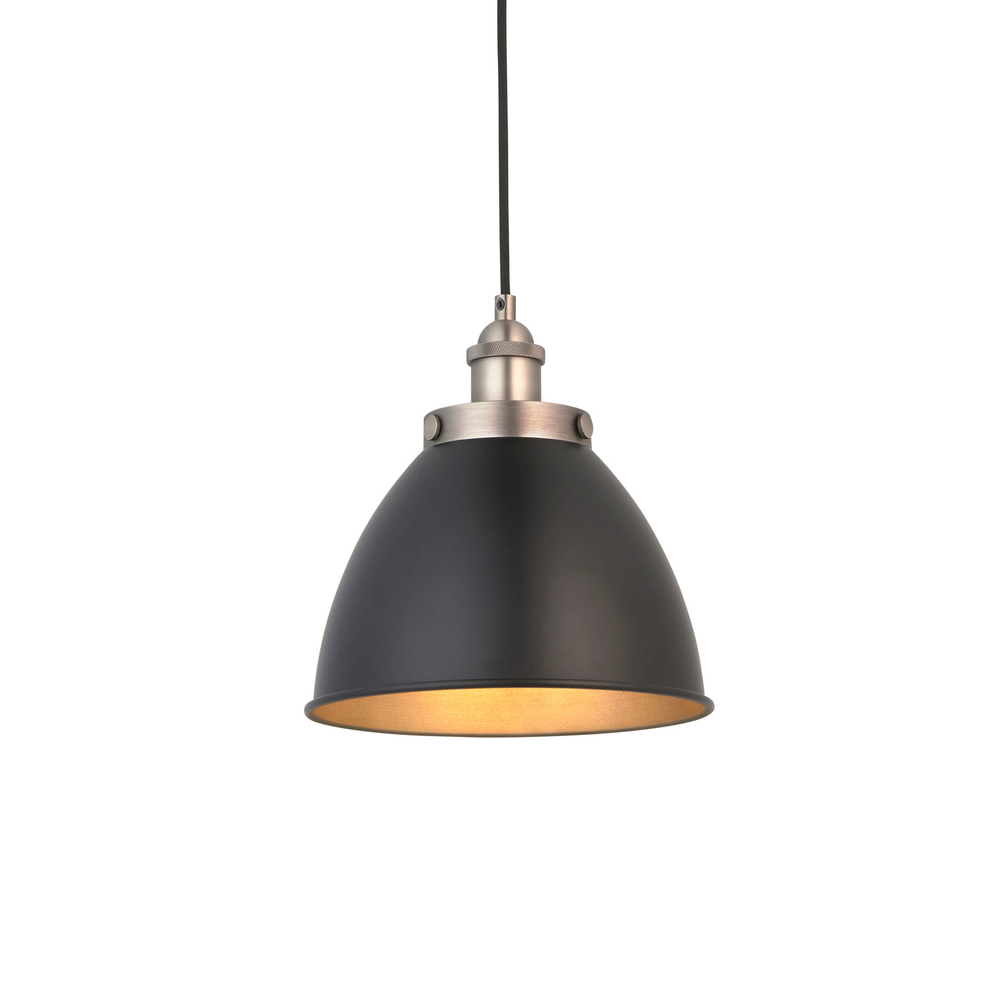 Lacona Teresa 1Lt Indoor Pendant Light In Aged Pewter Plate & Matt Black Paint Finish - Lacona Home 