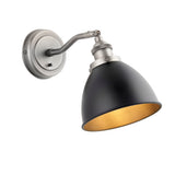 Lacona Teresa 1Lt Indoor Wall Light In Aged Pewter Plate & Matt Black Paint Finish - Lacona Home 