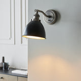 Lacona Teresa 1Lt Indoor Wall Light In Aged Pewter Plate & Matt Black Paint Finish - Lacona Home 