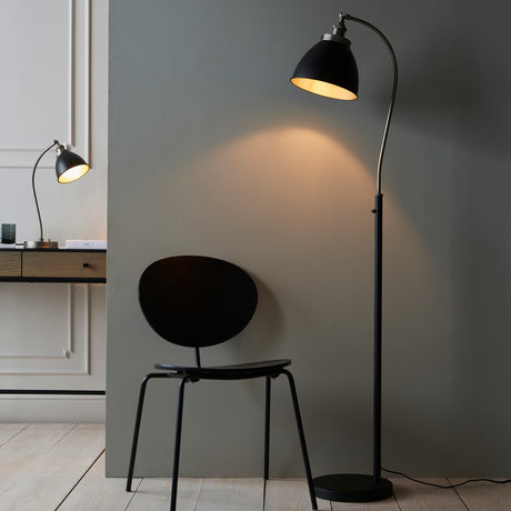 Lacona Teresa 1Lt Indoor Floor Lamp In Aged Pewter Plate & Matt Black Paint Finish - Lacona Home 