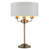 Lacona Highgate 3Lt Indoor Table Lamp In Antique Brass Plate & Vintage White Fabric Finish - Lacona Home 