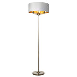 Lacona Highgate 3Lt Indoor Floor Lamp In Antique Brass Plate & Vintage White Fabric Finish - Lacona Home 