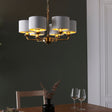 Lacona Highgate 6Lt Indoor Pendant Light In Antique Brass Plate & Vintage White Fabric Finish - Lacona Home 