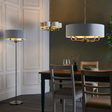 Lacona Highgate 6Lt Indoor Pendant Light In Antique Brass Plate & Vintage White Fabric Finish - Lacona Home 