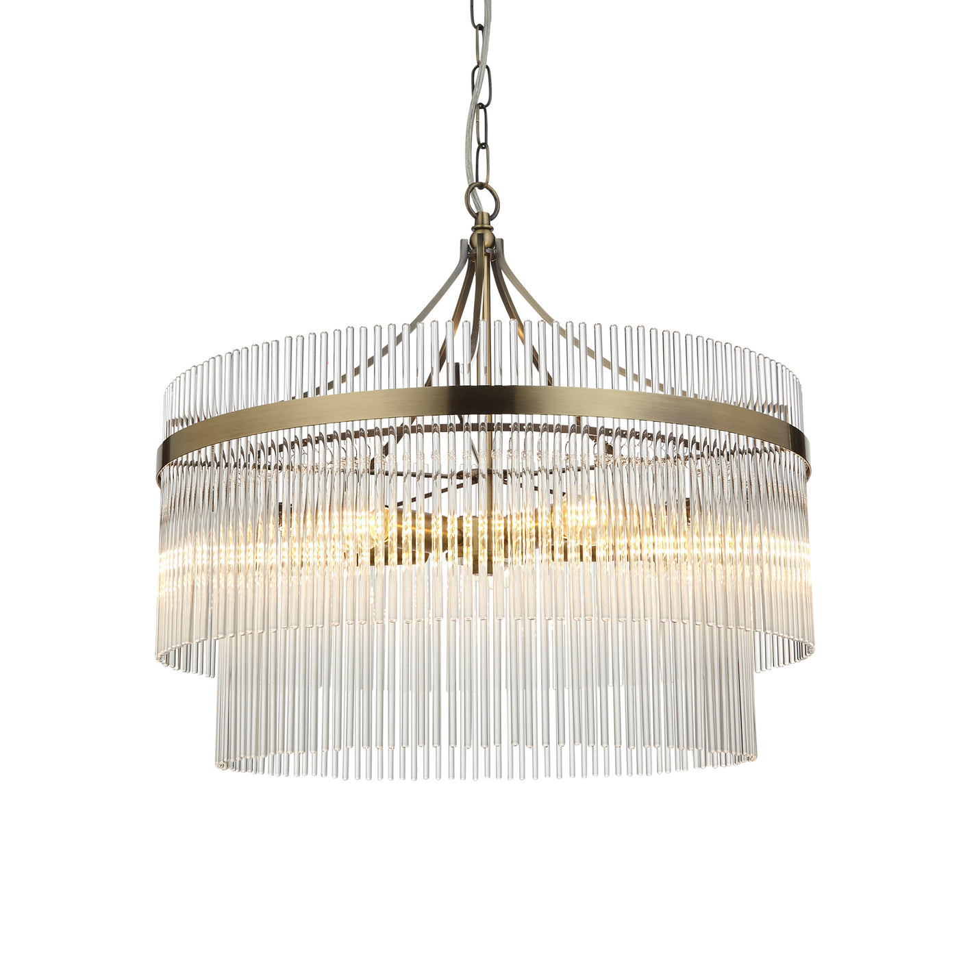 Lacona Marianna 5Lt Indoor Pendant Light In Antique Brass Plate & Clear Glass Finish - Lacona Home 