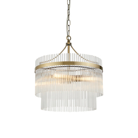 Lacona Marianna 3Lt Indoor Pendant Light In Antique Brass Plate & Clear Glass Finish - Lacona Home 