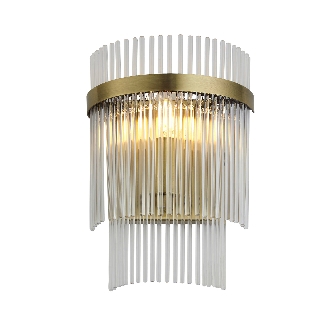 Lacona Marianna 1Lt Indoor Wall Light In Antique Brass Plate & Clear Glass Finish - Lacona Home 