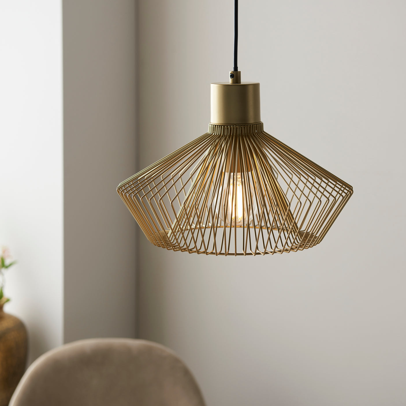 Lacona Diamond 1Lt Indoor Pendant Light In Gold Paint Finish Finish - Lacona Home 