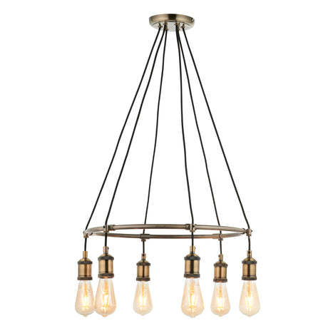 Lacona Helios 6Lt Indoor Pendant Light In Antique Brass Plate Finish - Lacona Home 