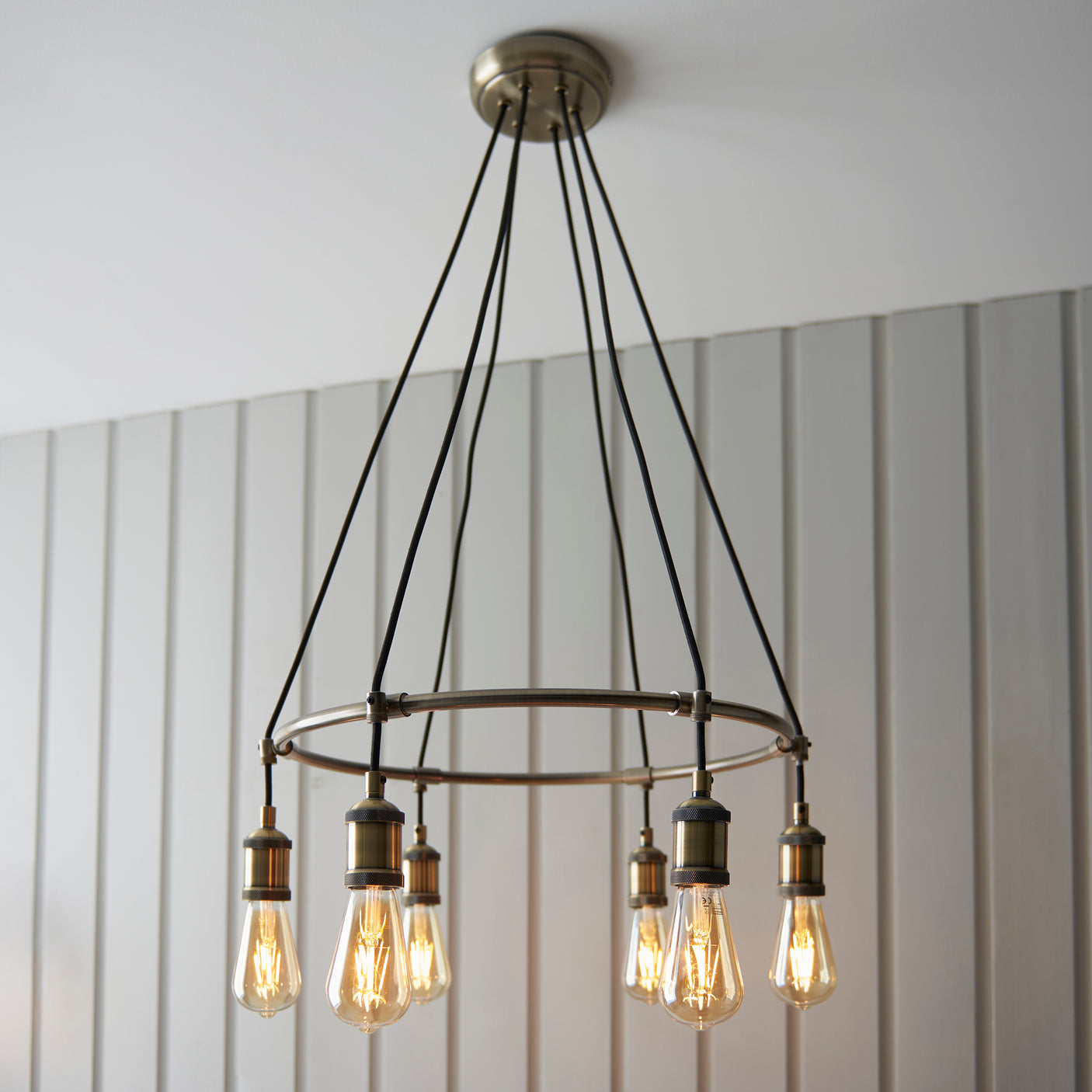 Lacona Helios 6Lt Indoor Pendant Light In Antique Brass Plate Finish - Lacona Home 