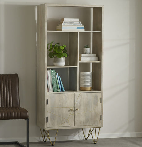 Light Gold Large Bookcase 2 Door - Lacona Home 