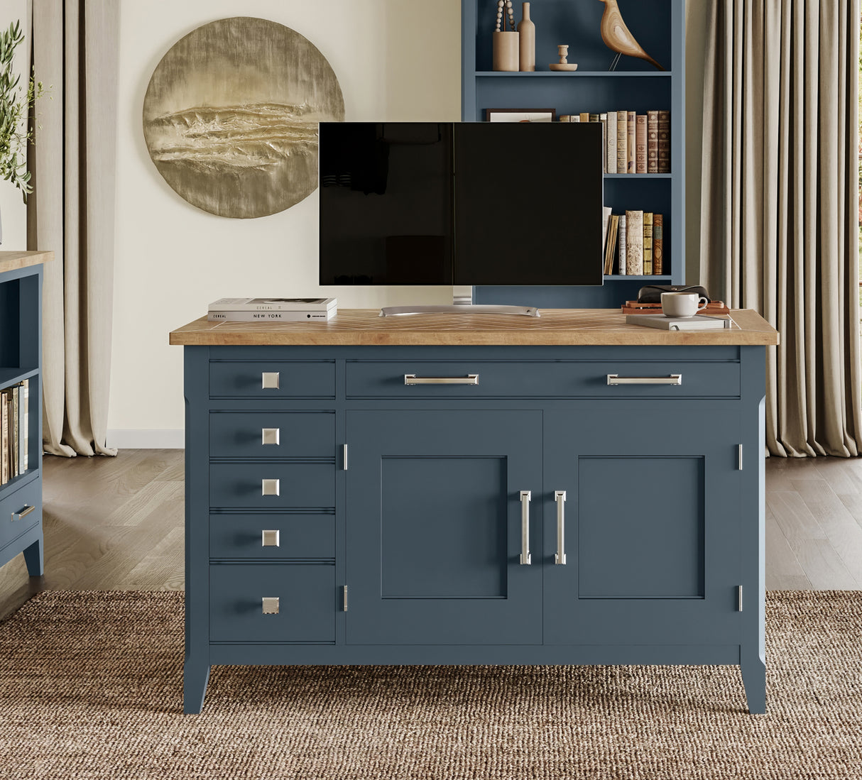 Signature Blue Hidden Home Office Desk