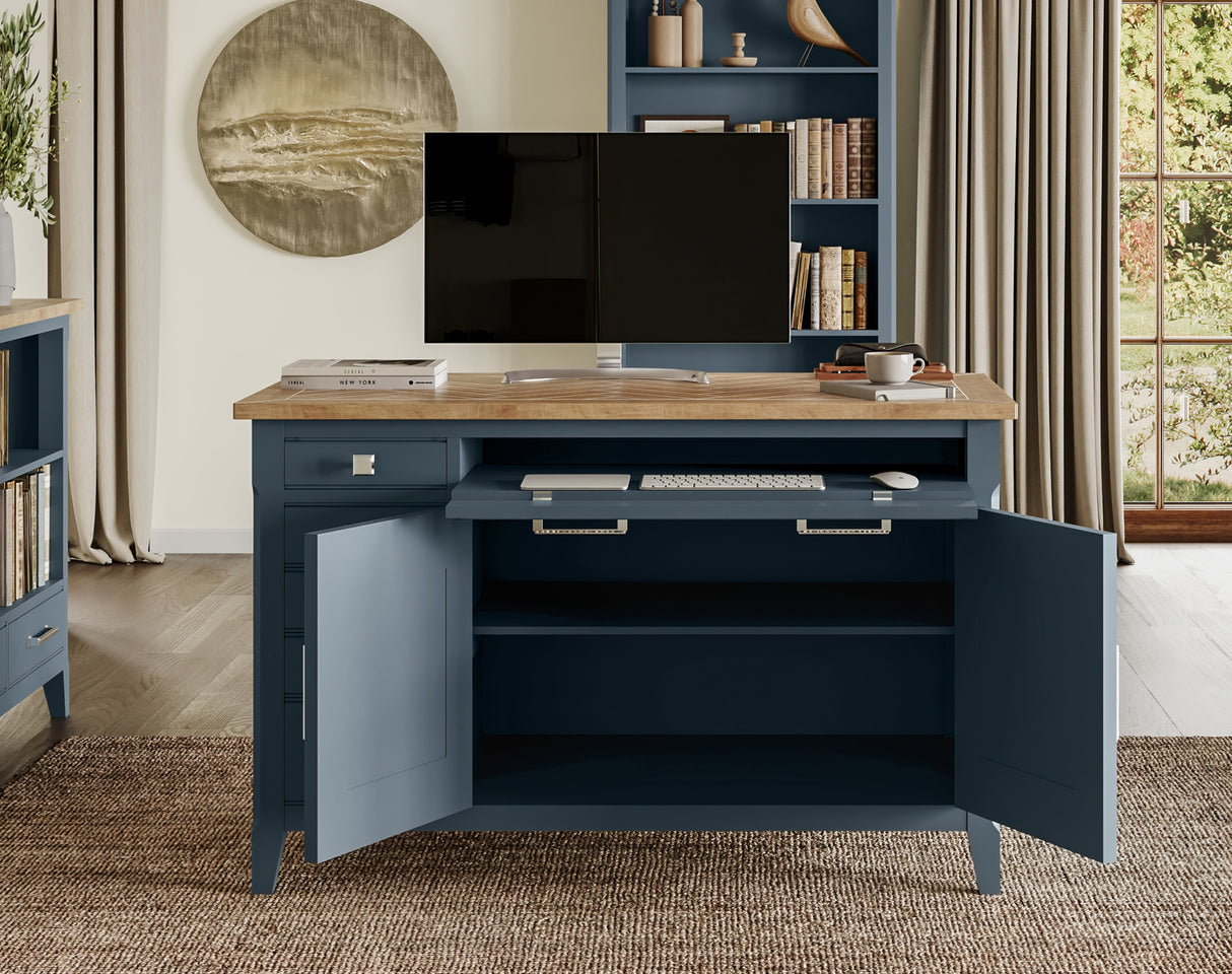 Signature Blue Hidden Home Office Desk