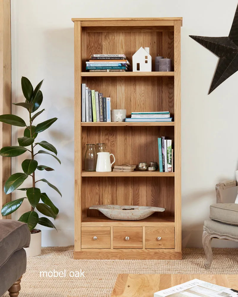 Mobel Oak Large 3 Drawer Bookcase