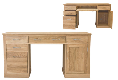 Mobel Oak Twin Pedestal Computer Desk