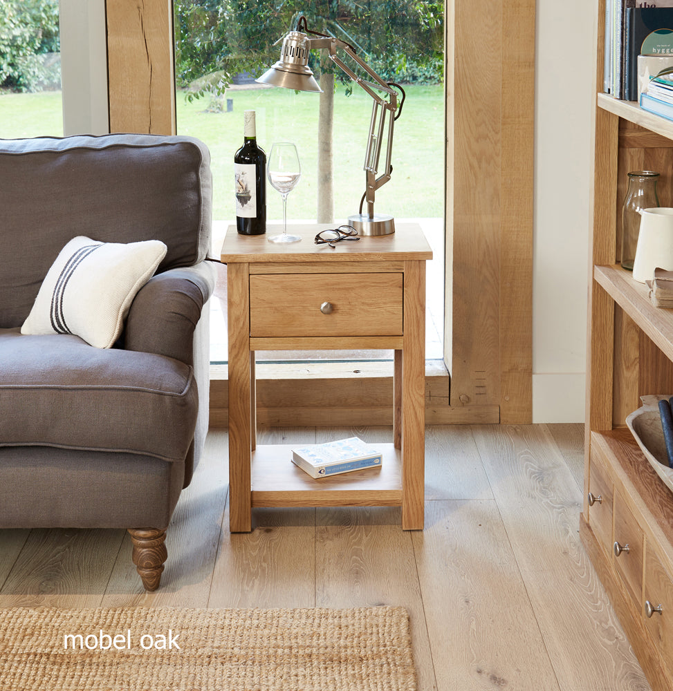 Mobel Oak One Drawer Lamp Table