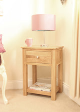 Mobel Oak One Drawer Lamp Table