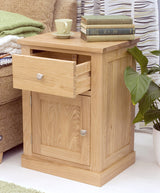 Mobel Oak One Door one Drawer Lamp Table