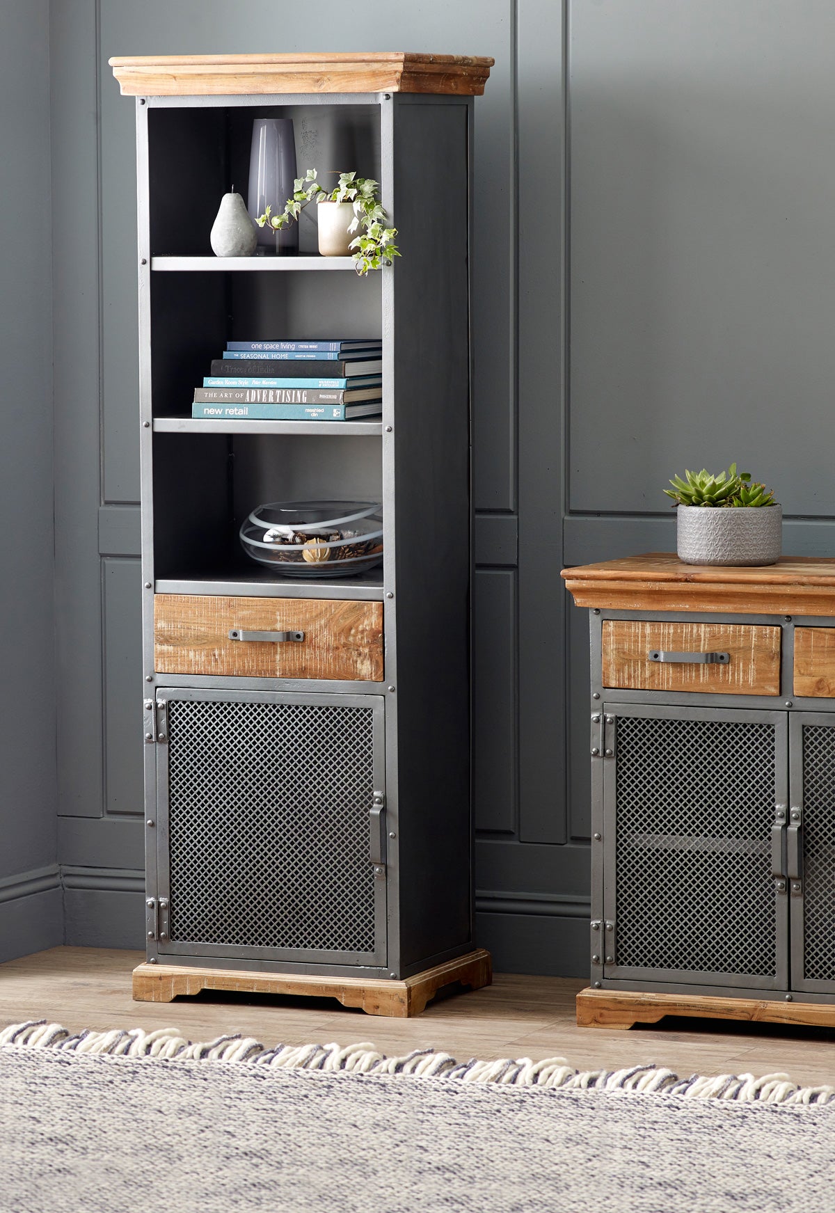 Metropolis Industrial Narrow Bookcase - Lacona Home 