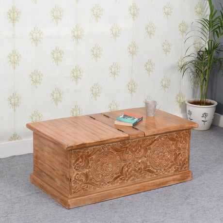 Artwork Mango Wood Coffee Table/Blanket Box - Lacona Home 