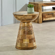 Solid Wood Round Side Table Mushroom Style, Elegant And Versatile - Lacona Home 