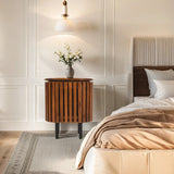 Slatted Mango Wood Bedside Table - Lacona Home 