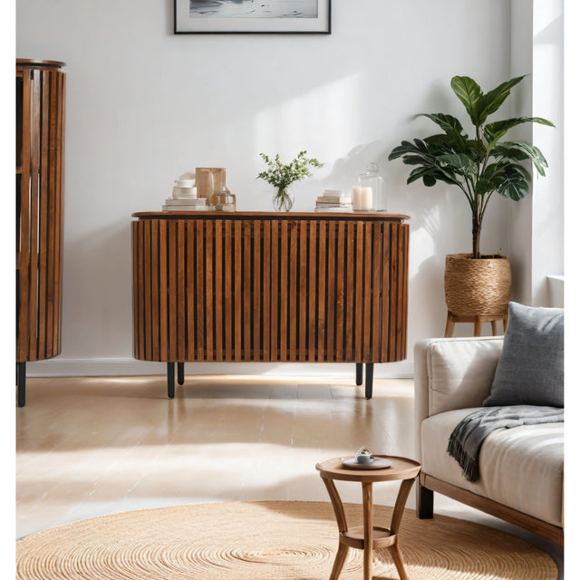 Slatted Mango Wood 2 Doors Sideboard - Lacona Home 