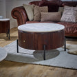 Opal Mango Wood Round Fluted Coffee Table With Marble Top & Metal Legs - Lacona Home 