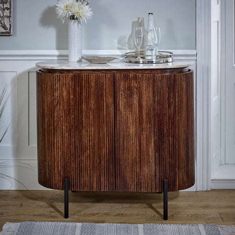 Opal Solid Wood Sideboard/Drinks Cabinet With Marble Top & Metal Legs - Lacona Home 