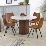 Opal Mango Wood Dining Table Round With Marble Top - Lacona Home 