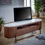 Opal Mango Wood Large Tv Stand With Marble Top & Metal Legs - Lacona Home 