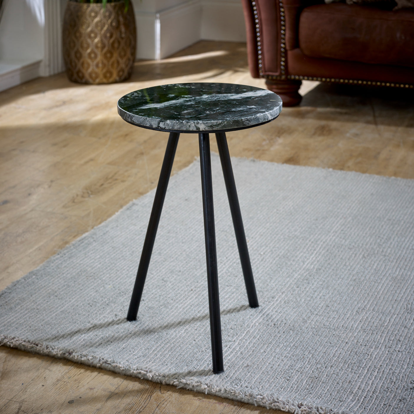 Opal Side Table With Black Marble Top & Metal Legs - Lacona Home 