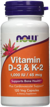 NOW Foods - Vitamin D-3 & K-2 - 120 Vegan Caps