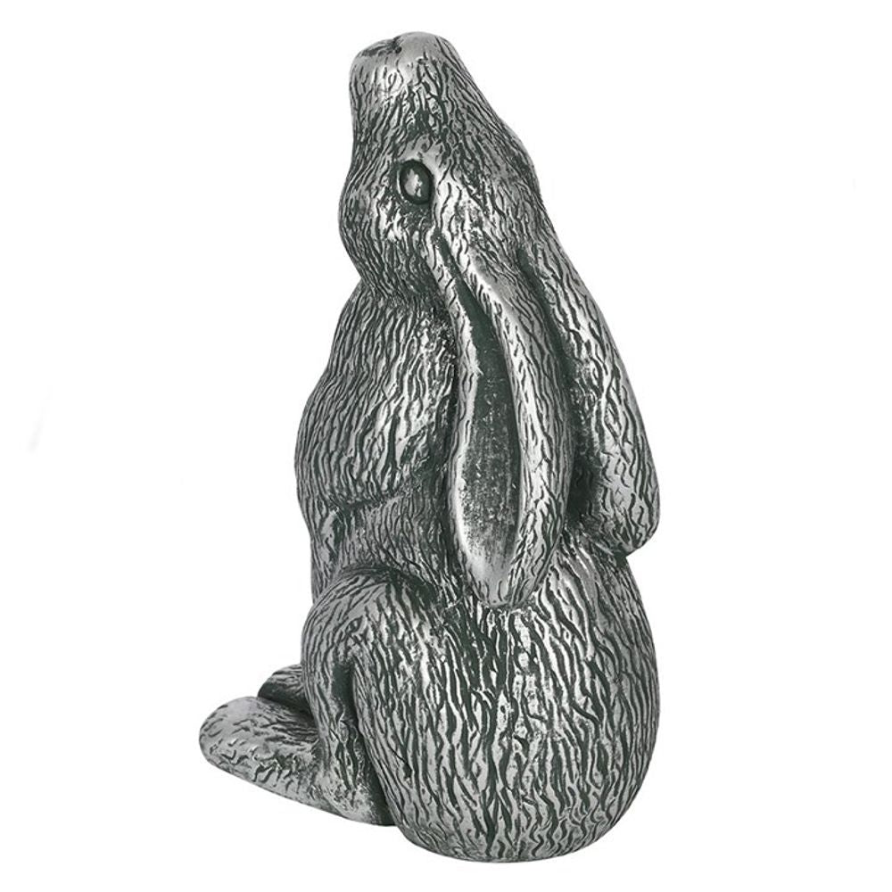 Silver Terracotta Moon Gazing Hare Garden Ornament - Lacona Home 